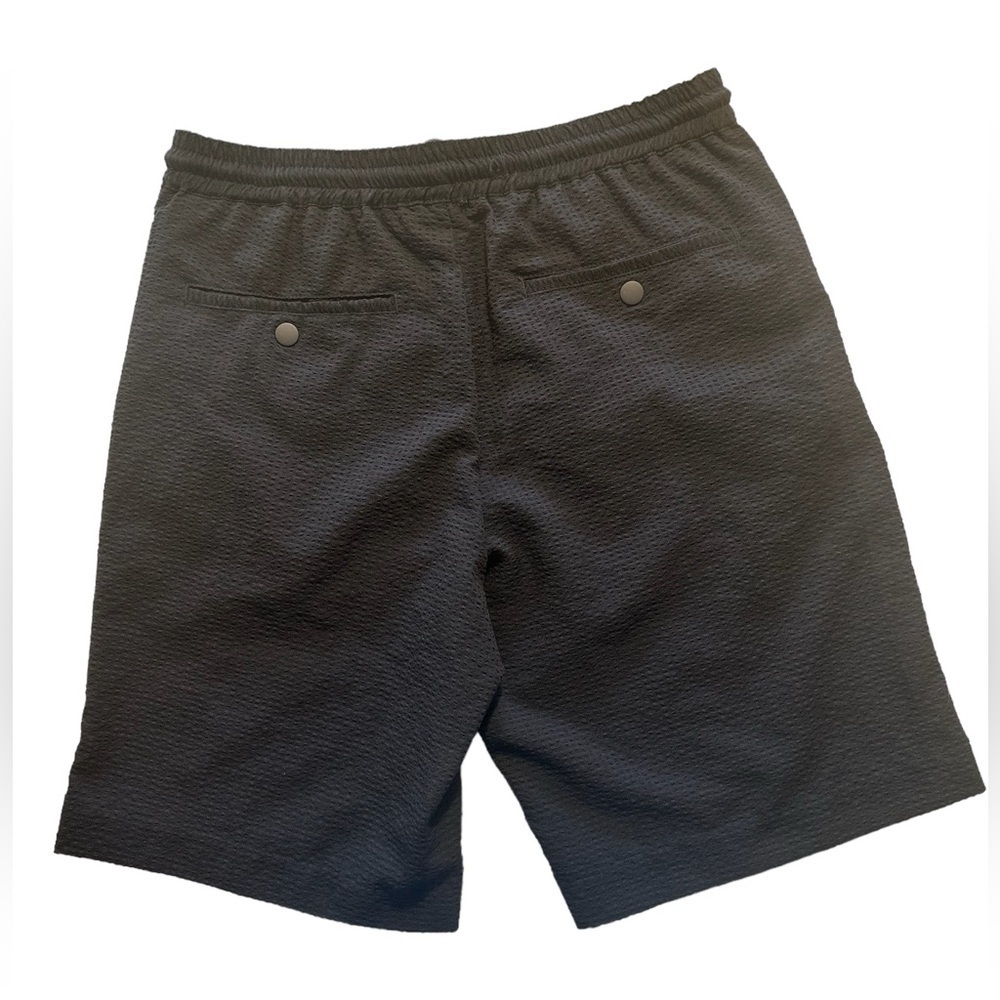 Zara Men’s  Navy Blue Seersucker Elastic Band Draw String Lightweight Shorts - Picture 2 of 11